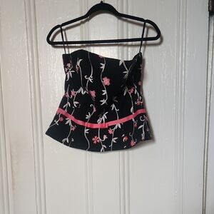 Muse Floral Strapless Top With A Black Skirt